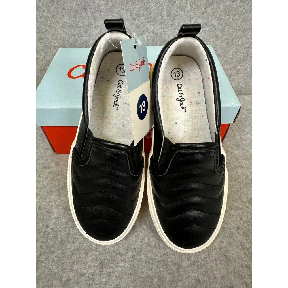 Cat & Jack Black Nellie‎ Sneakers Kids Size 13 Slip On Shoes